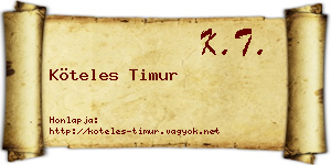 Köteles Timur névjegykártya
